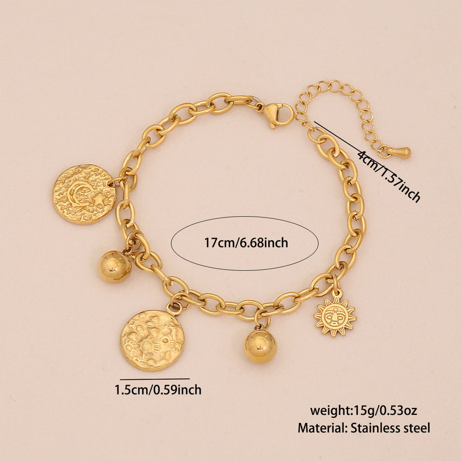 18K Gold Star and Moon Tassel Bracelet