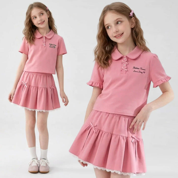 Girls Lace Bow T-Shirt & Skirt Set – Cute Kids Clothes Nepal | Tudoholic