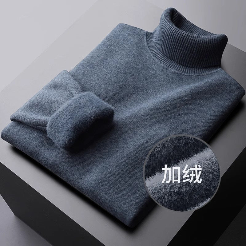 Men’s Fleece-Lined Turtleneck Sweater – Warm Casual Knit