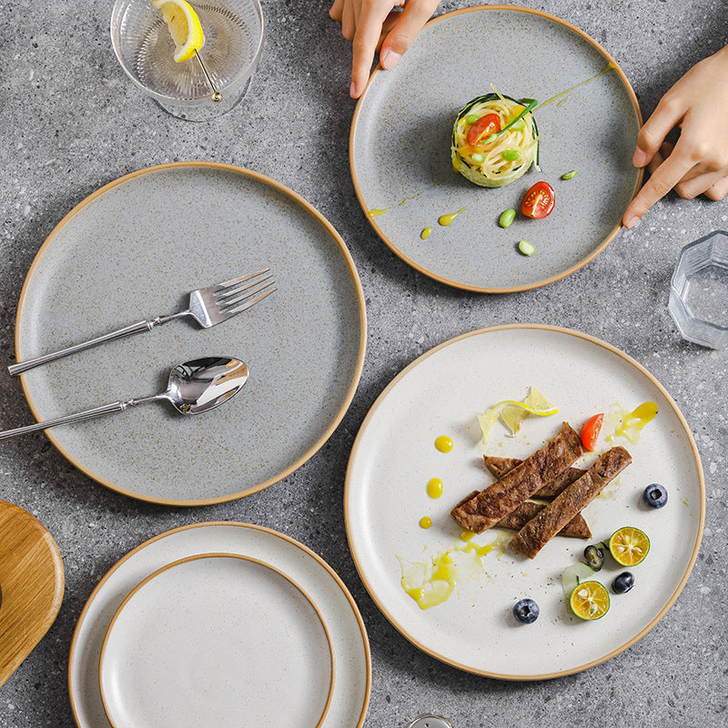 Ceramic Flat Plate for Steak & Western Food Dining Use