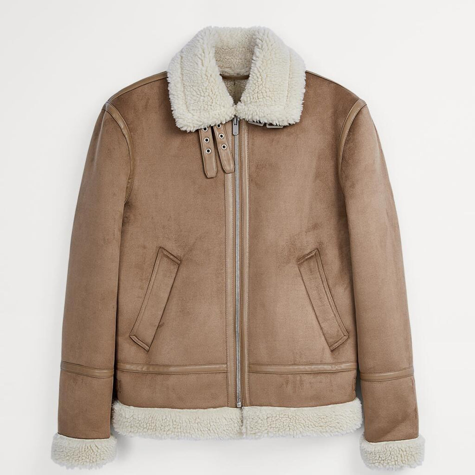 STOCK-Men’s Faux Lamb Wool Deerskin Fleece Jacket – Winter Warm
