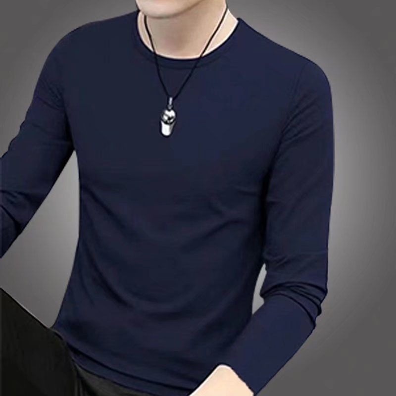 STOCK-White Long Sleeve T-Shirt Men’s Casual Korean Style