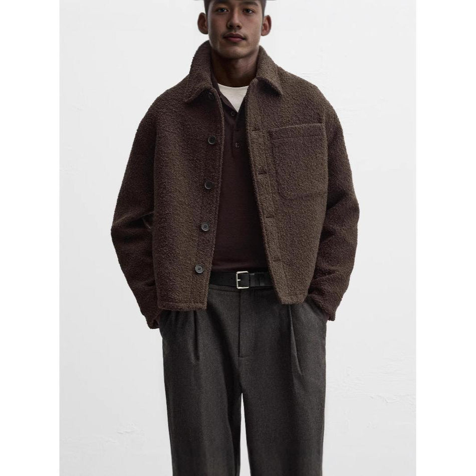Men’s Wool Tweed Short Lapel Jacket Long Sleeve