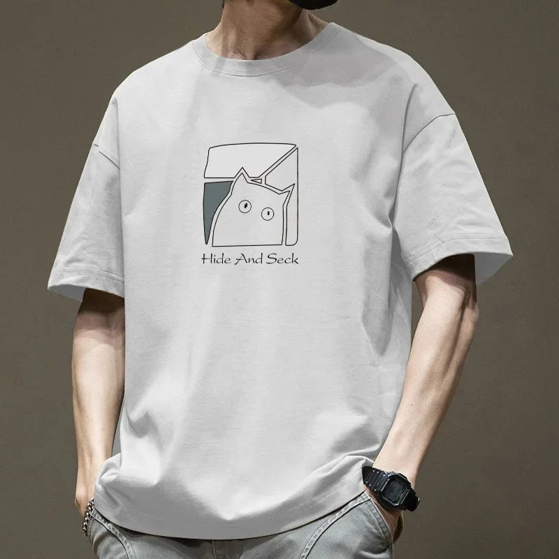 Men’s 100% Cotton Loose T-Shirt – Summer Casual Top