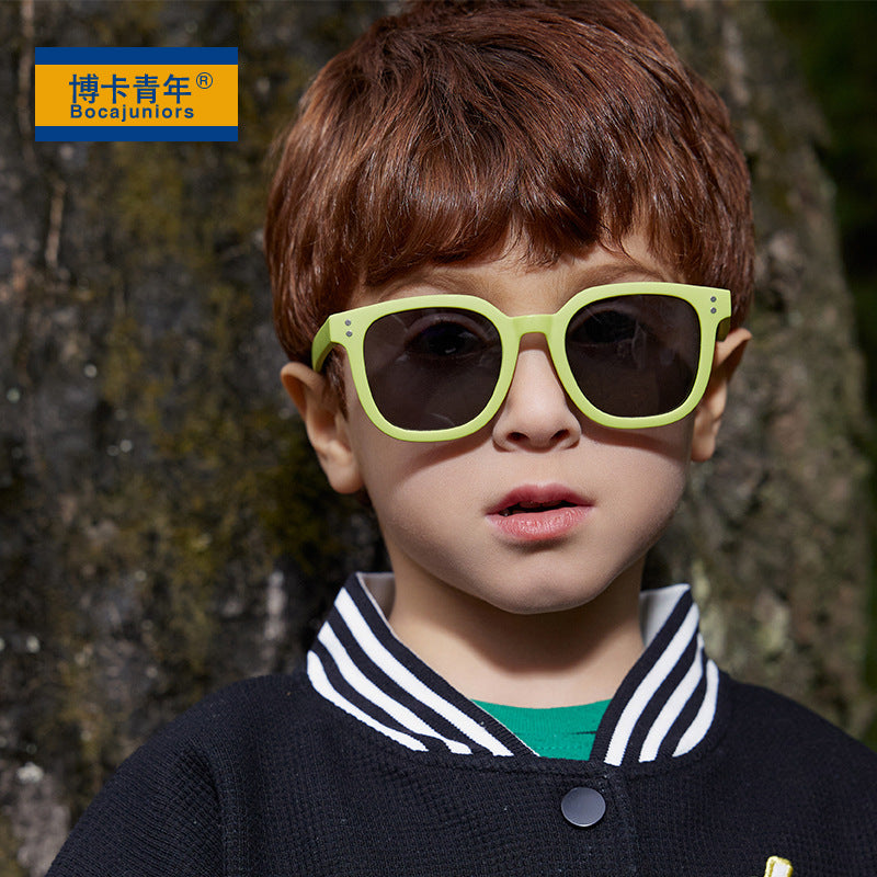 Kids Polarized Silicone Square Sunglasses UV Protection X8351