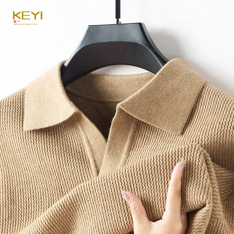 Men’s V-Neck Sweater Korean Style Loose Knitted Polo Top
