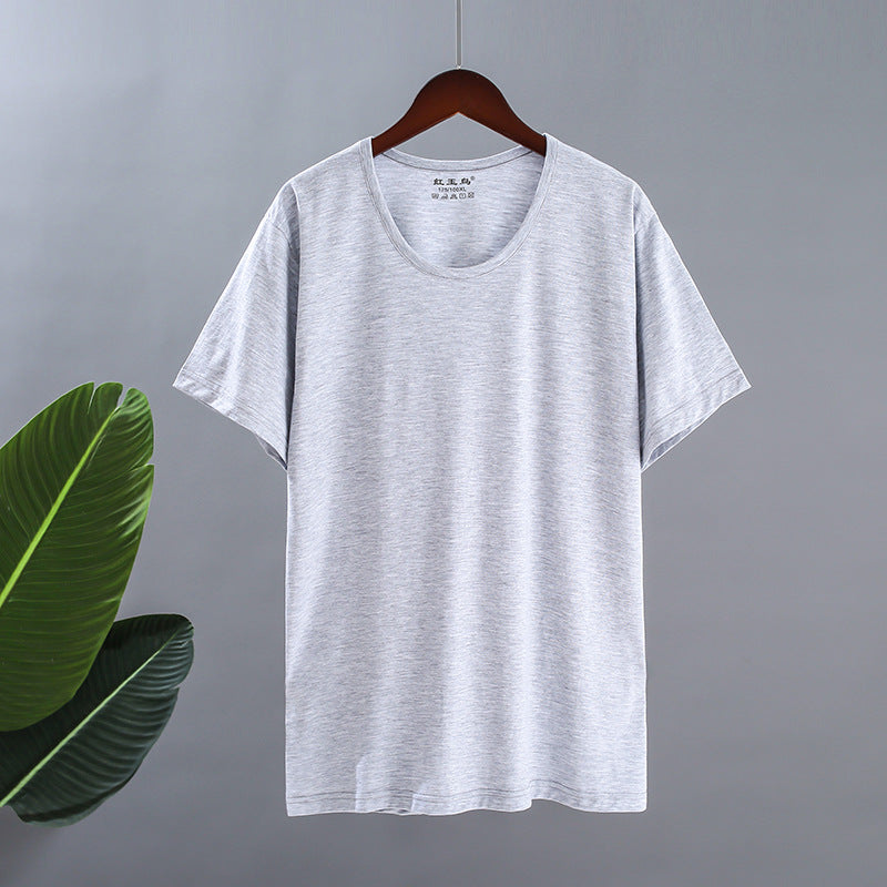 STOCK-Men's summer cotton round neck T-shirt