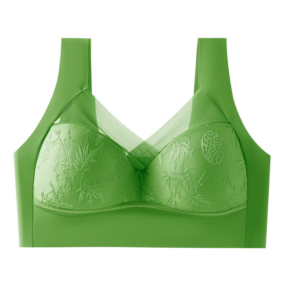 Women's Embossed Jacquard Push-Up Bra with Stable Support