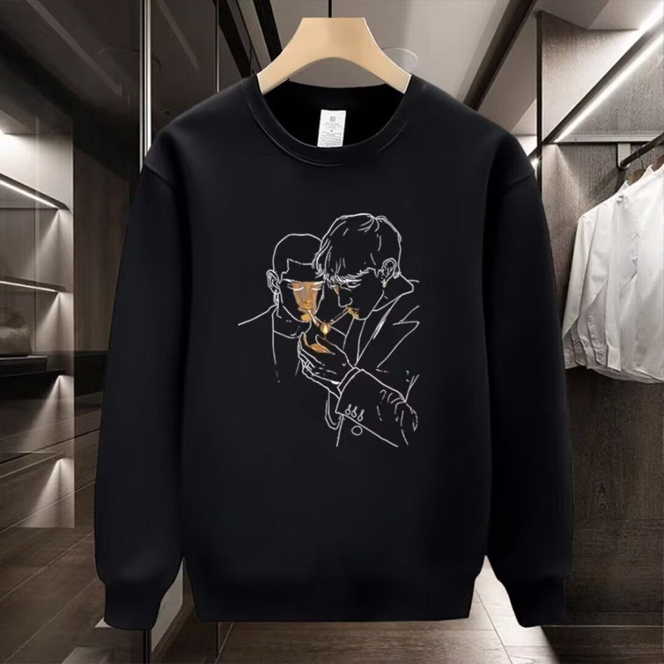 Men’s Printed Crewneck Sweatshirt – 2025 Loose Casual Top