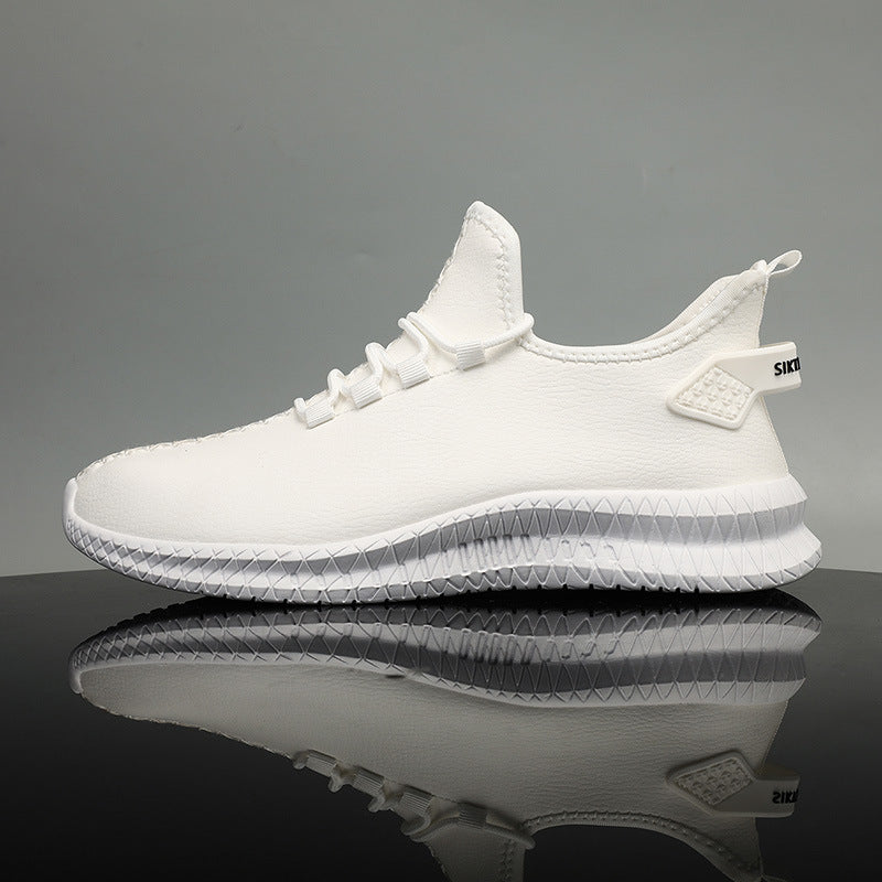 White men's sneakers - casual athletic shoes with cushioned comfortable sole