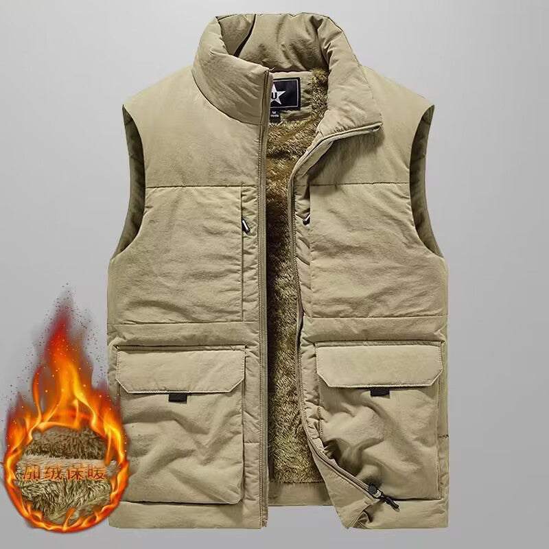 Men’s Fleece-Lined Work Vest – Thickened Outdoor Waistcoat