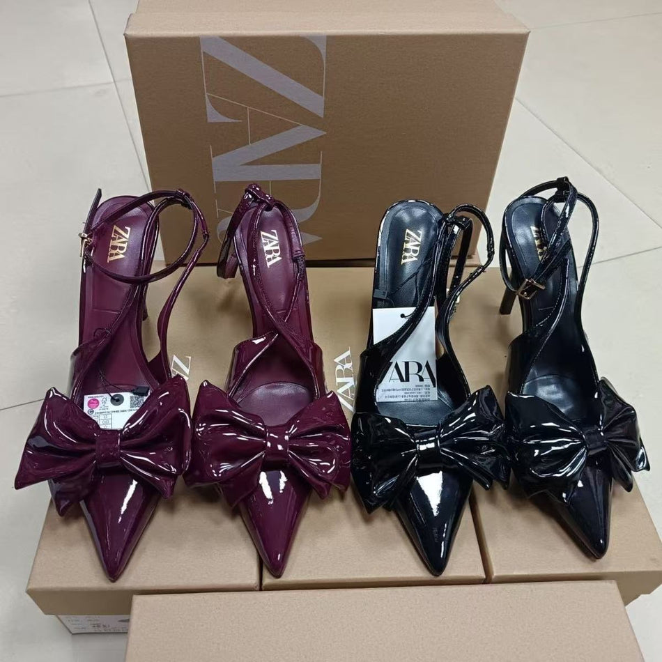 2026 Red Bow Stiletto Sandals – French Style Women’s Heels