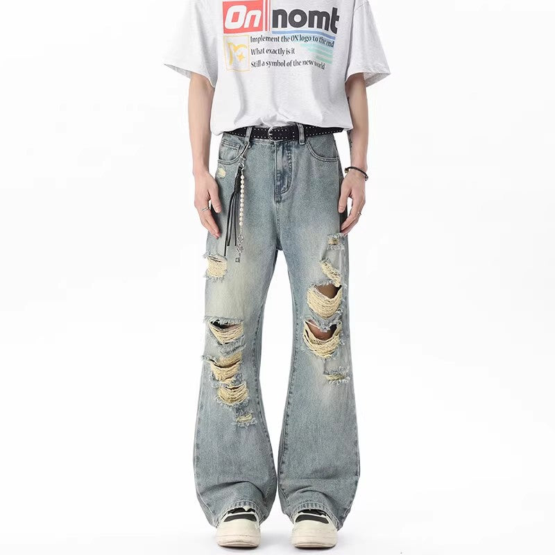STOCK-Men's Summer Ripped Loose Jeans Street Style