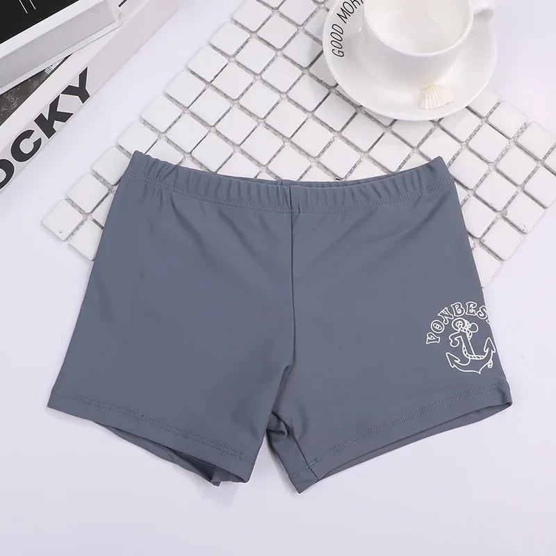 Boys’ Solid Swim Trunks – Boxer Style for Big Kids