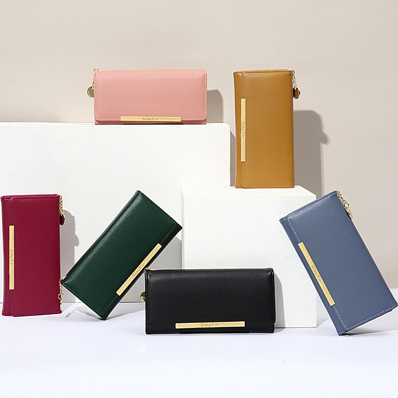 Two-Fold Solid Multi-Card Wallet Women