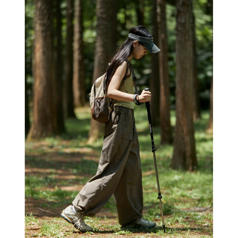 Retro Summer Loose Parachute Paper Bag Pants