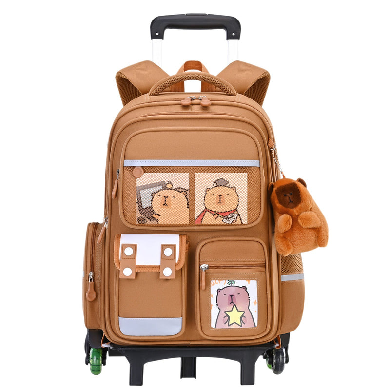 STOCK-Capybara Astronaut Waterproof Trolley School Backpack Kids!