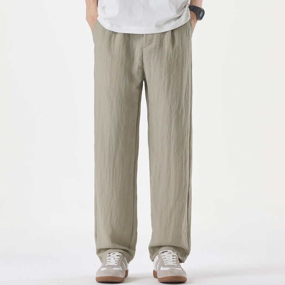 Men's Linen Blend Casual Pants with Loose Straight Fit Style