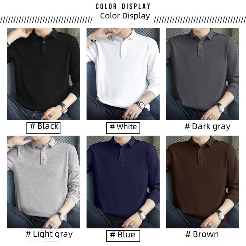 STOCK-Men's Long-Sleeved Polo Shirt for Autumn & Casual Wear