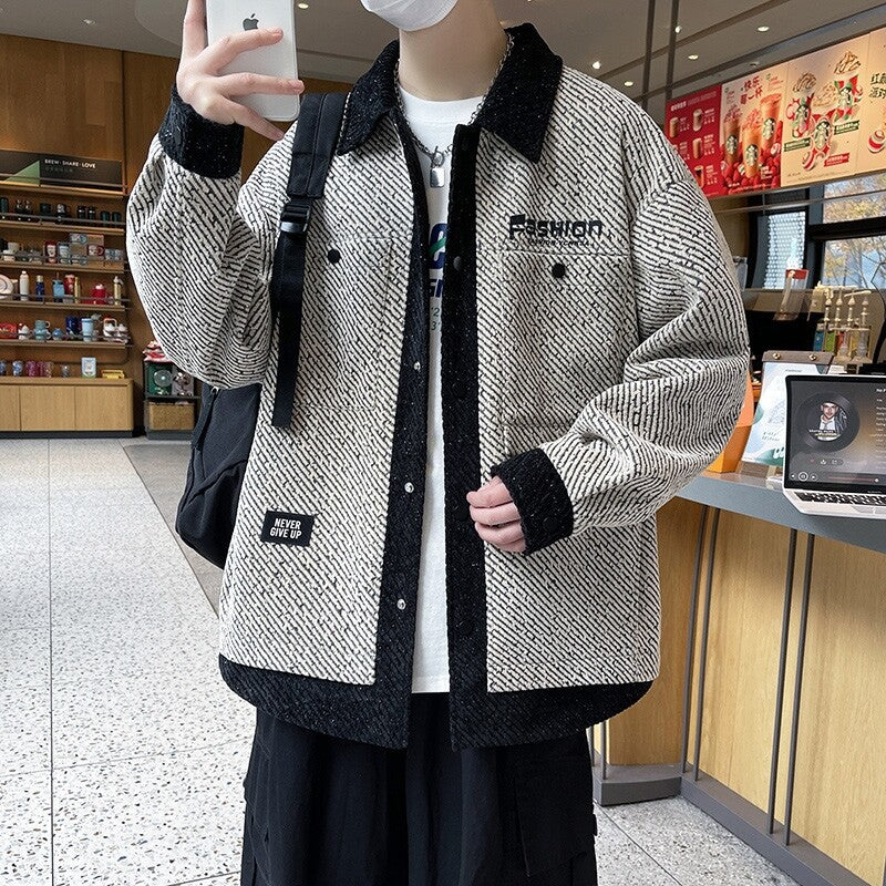 Plus Size Loose Fake Two-Piece Jacket Men