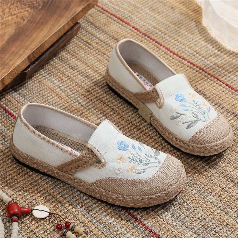 INSTOCK- Pastoral Linen Old Beijing Slip-On Canvas Shoes