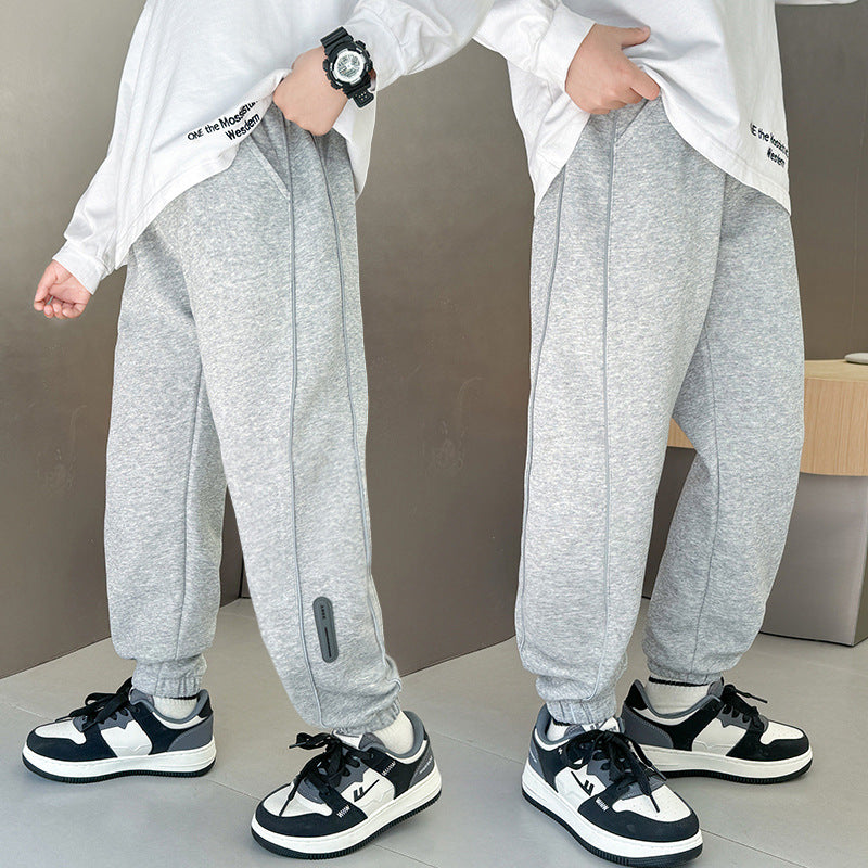 Kids’ Plus Fleece Sports Pants for Spring & Autumn
