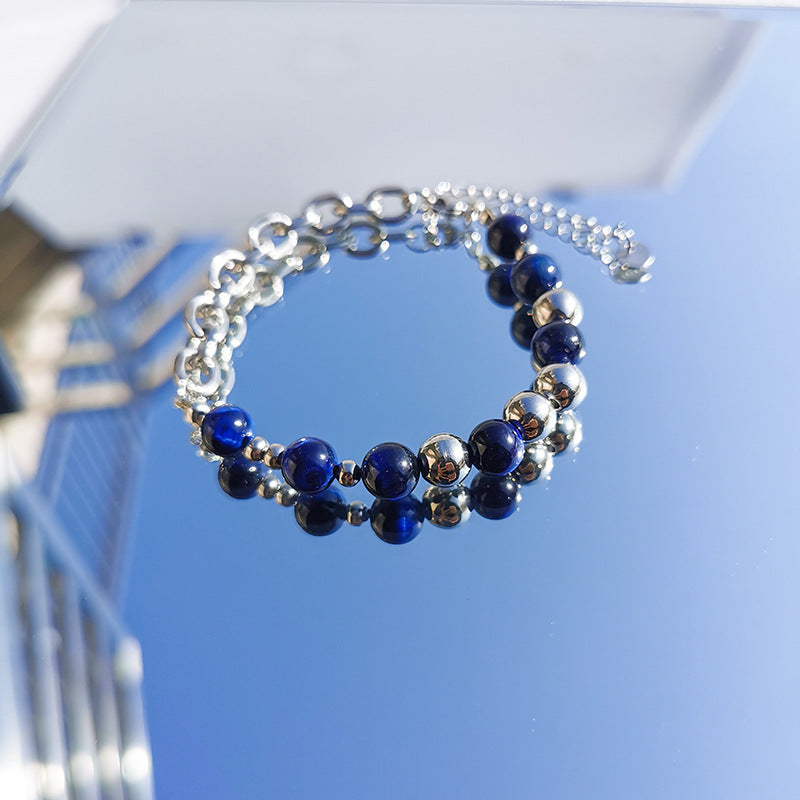 Blue Beaded Bracelet for Men – Elegant Retro Design
