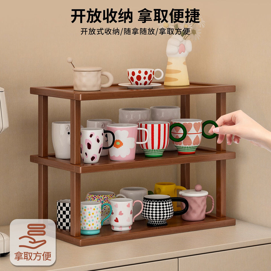 Multi-Layer Tea & Cup Storage Rack for Table