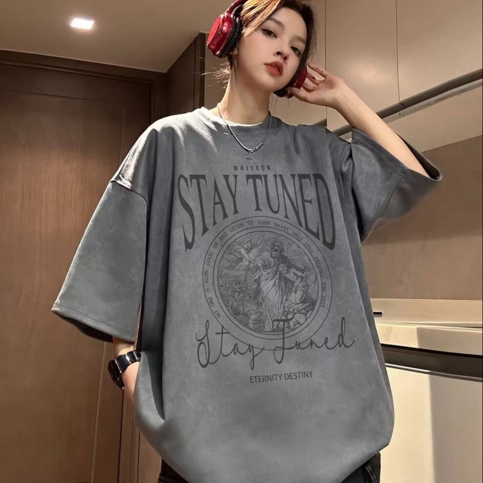 Men’s Heavy Suede Short Sleeve T-Shirt – Retro Half Tee