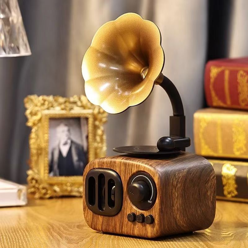 Retro Horn Flower Bluetooth Speaker with FM & Card