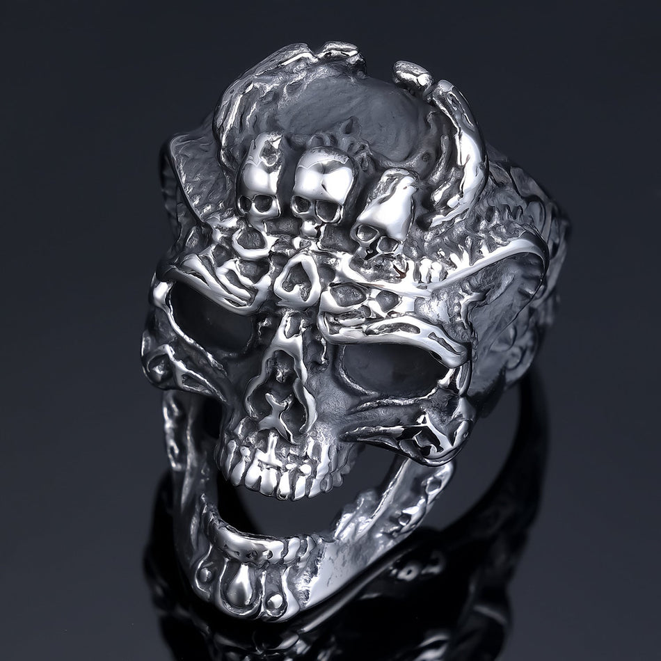 Small & Big Skull Combination Ring – Punk Men's Jewelry