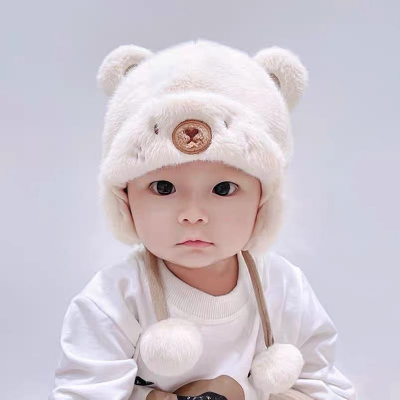 STOCK-Baby Plush Winter Hat with Warm Earmuffs for Kids