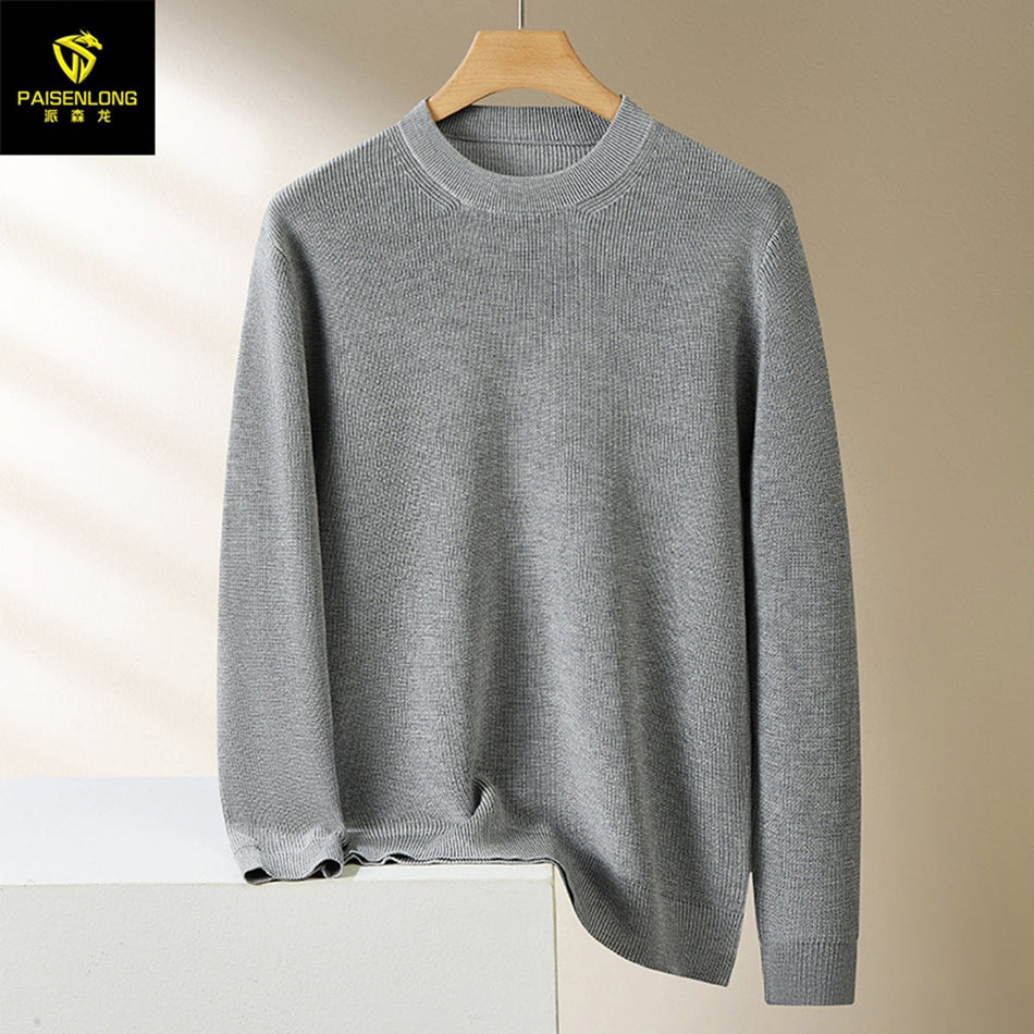 Autumn Winter Men’s Wool Sweater Warm Knitted Middle-Aged