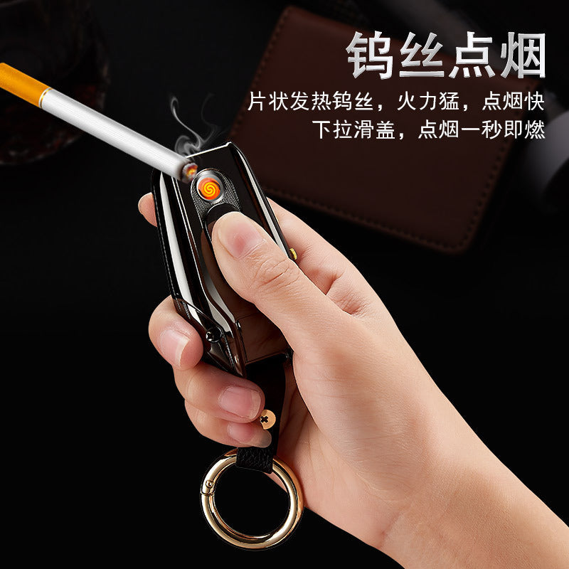 HF22 USB Charging Keychain Lighter with Quartz Watch