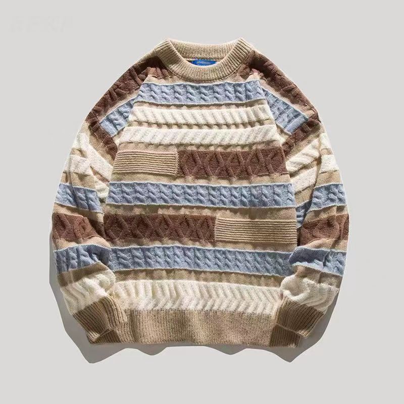 Unisex Japanese Style Color Stripe Warm Sweater