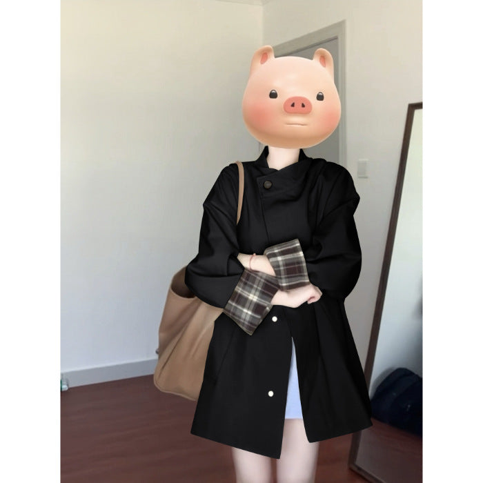 2025 Retro Plaid Trench Coat