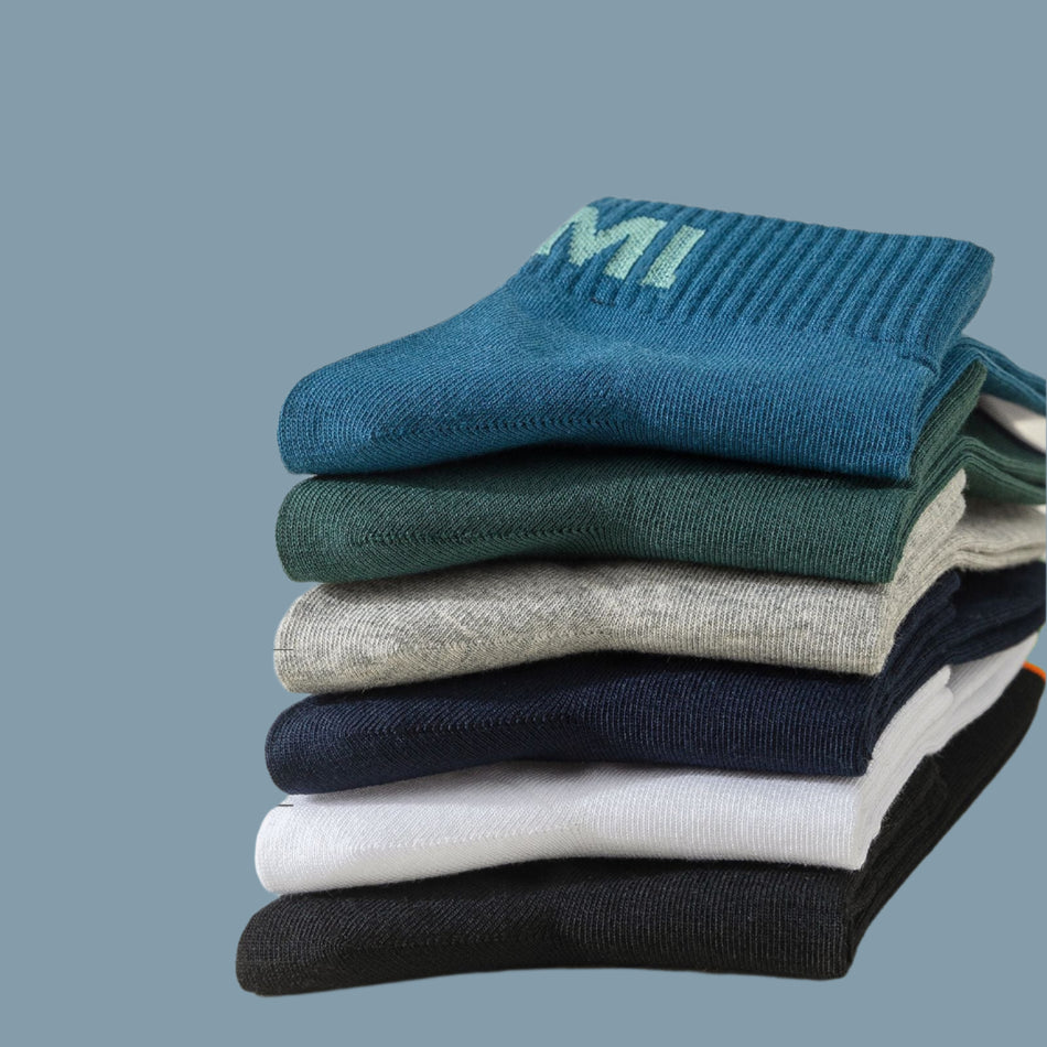 PACK OF 6 - Men's Mid-Tube Cotton Sports Socks