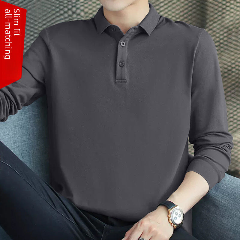 Men's Long-Sleeved Polo Shirt for Autumn & Casual Wear