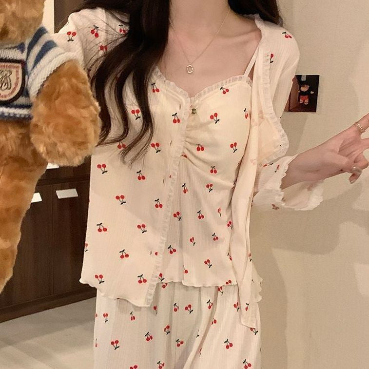 Floral 3-Piece Pajamas – Chest Pad & Sexy Fit