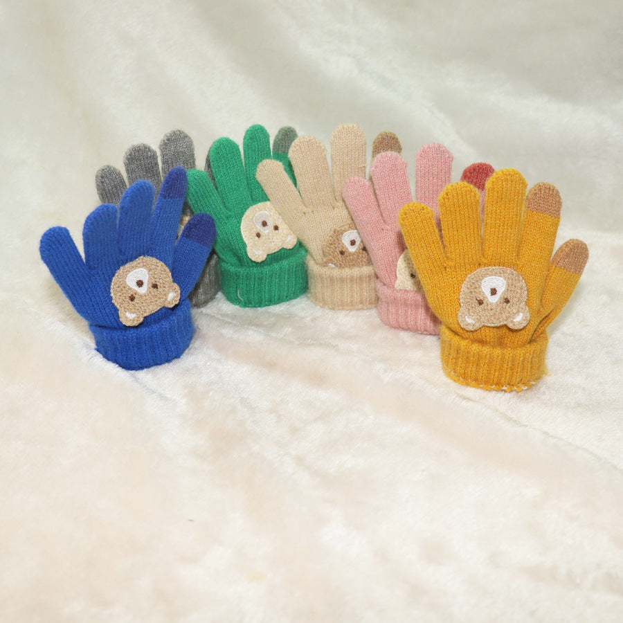 Children Winter Fleece Lined Five Finger Love Gloves Baby's!