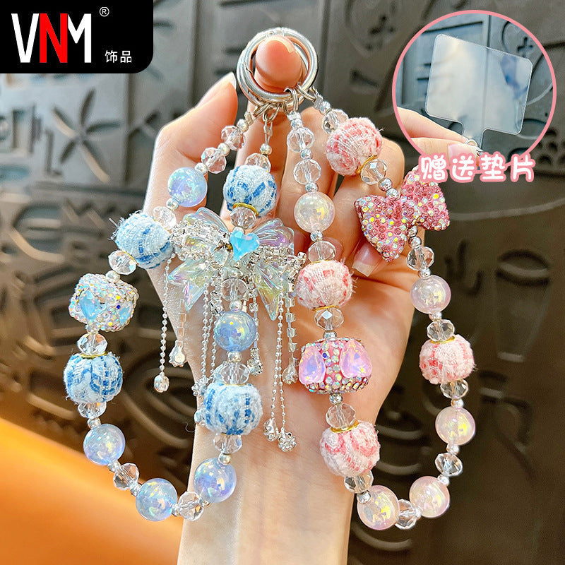 Diamond Bow Beaded Phone & Bag Keychain Pendant