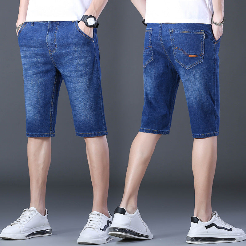 Men's Slim Stretch Denim Cropped Shorts