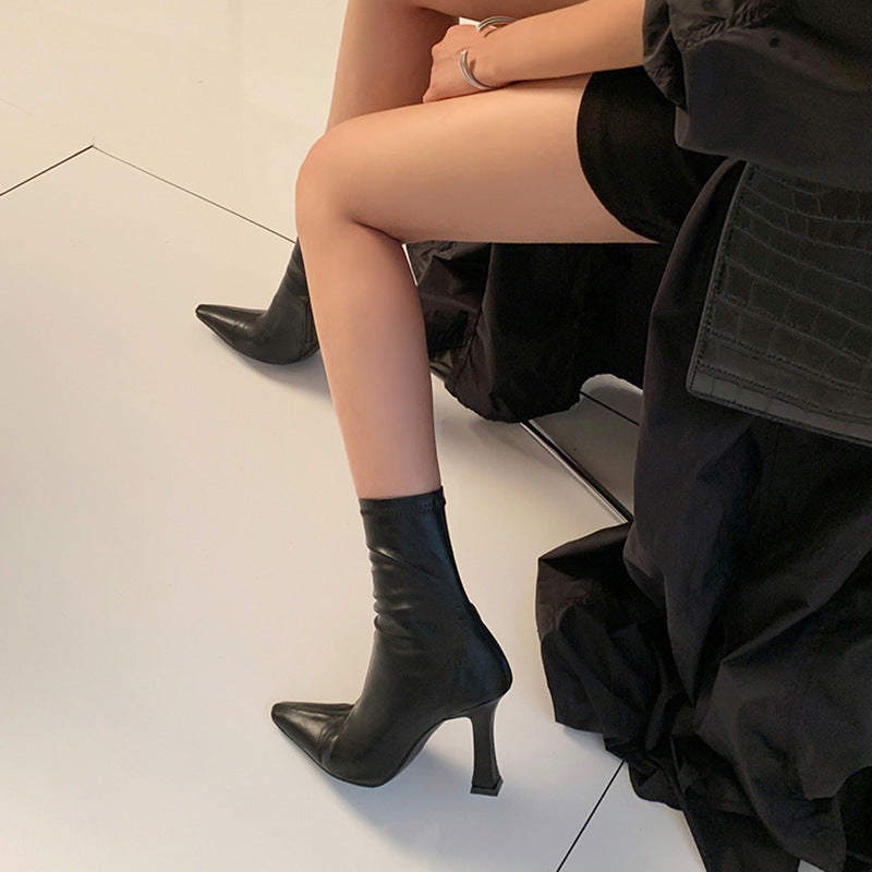 Korean Style Stiletto Heel Ankle Boots
