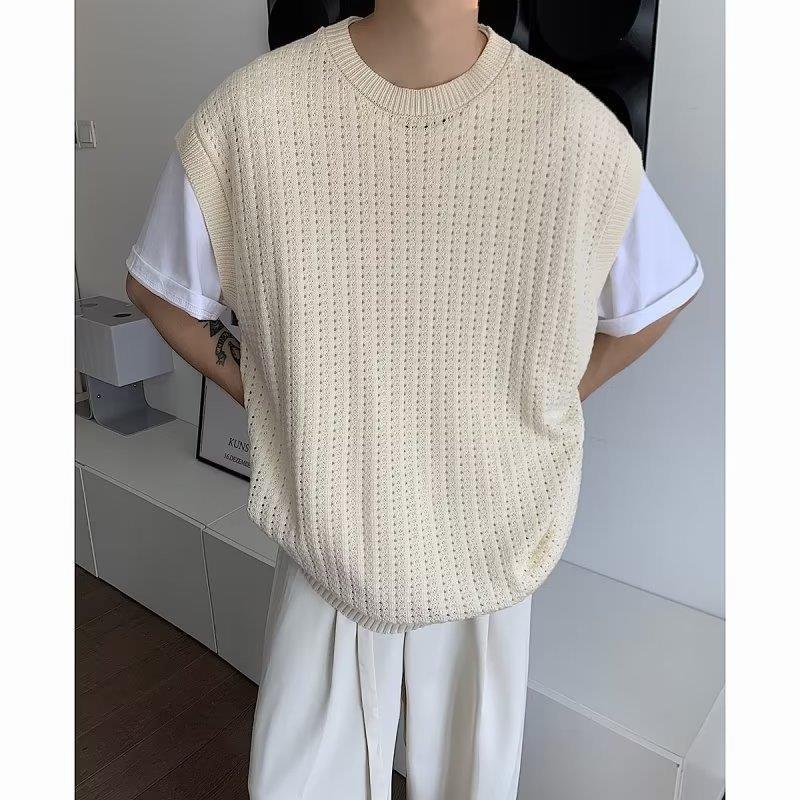 Sleeveless Sweater – Korean Style Loose Round Neck Vest