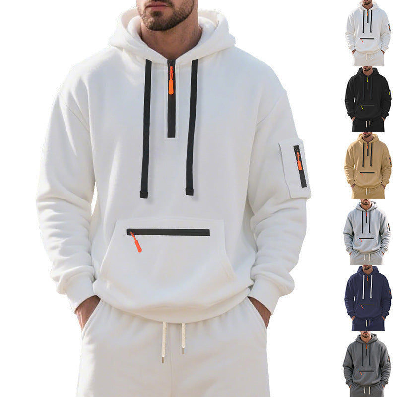 Men’s Fleece-Lined Hooded Sweatshirt for Winter