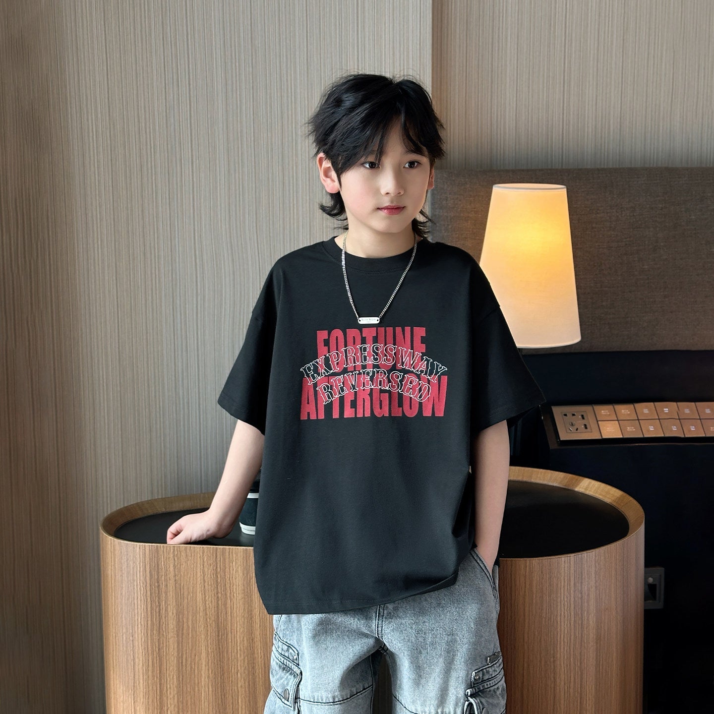 Boys’ Casual Cotton T-Shirt 2026 – Trendy Letter Print – Kids Fashion Nepal | Tudoholic