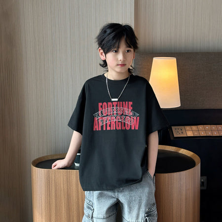 Boys’ Casual Cotton T-Shirt 2026 – Trendy Letter Print – Kids Fashion Nepal | Tudoholic