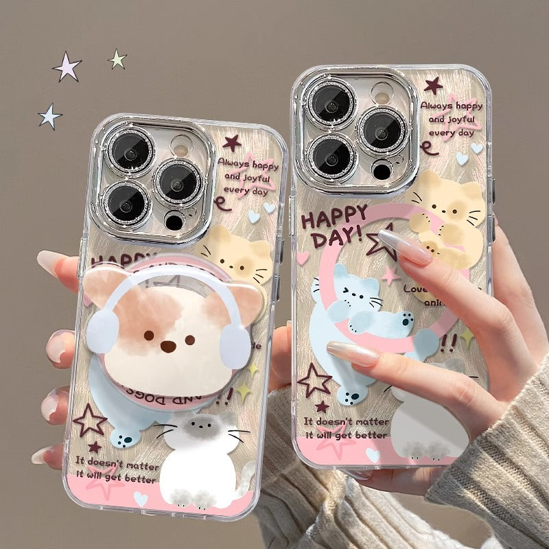 STOCK-Cute Animal Magnetic Case for iPhone 15/14/13/12