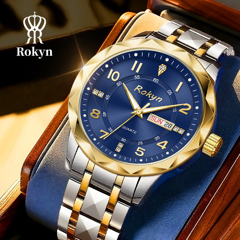 Men’s Waterproof Luminous Double Calendar Quartz Watch