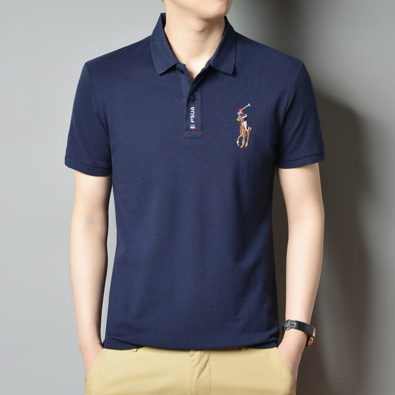Men’s 2025 Summer Solid Color Embroidered Polo T-Shirt
